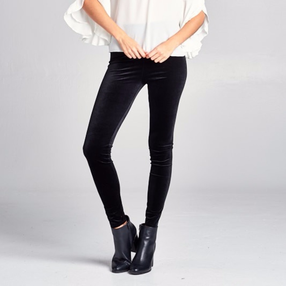 Black Velvet Leggings